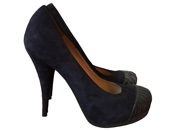 Décolleté Fendi in scamosciato blu navy taglia 36 - vista 7