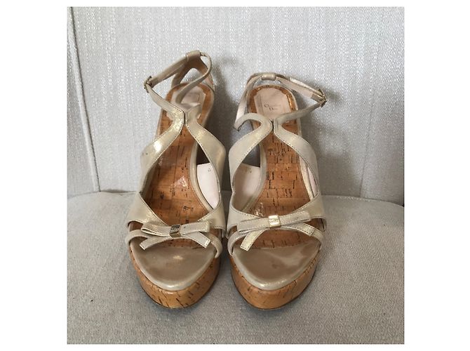 Sandali Dior con zeppa T.38,5 D'oro - vista 2