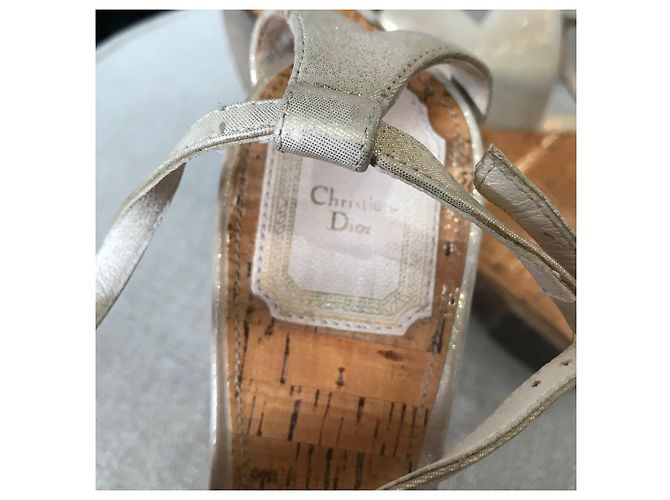 Sandali Dior con zeppa T.38,5 D'oro - vista 5
