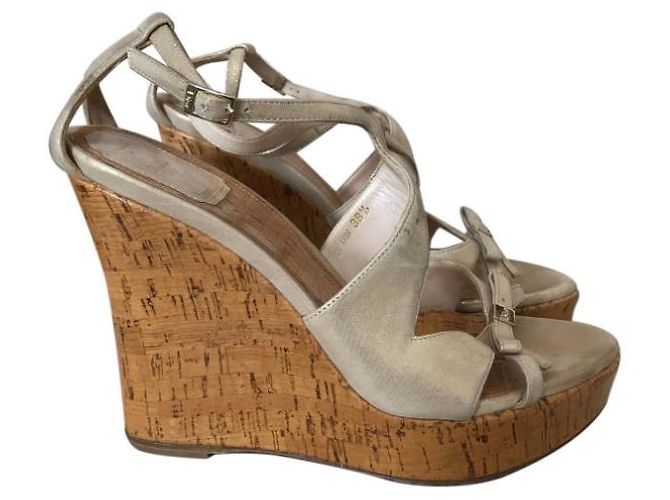 Sandali Dior con zeppa T.38,5 D'oro - vista 7