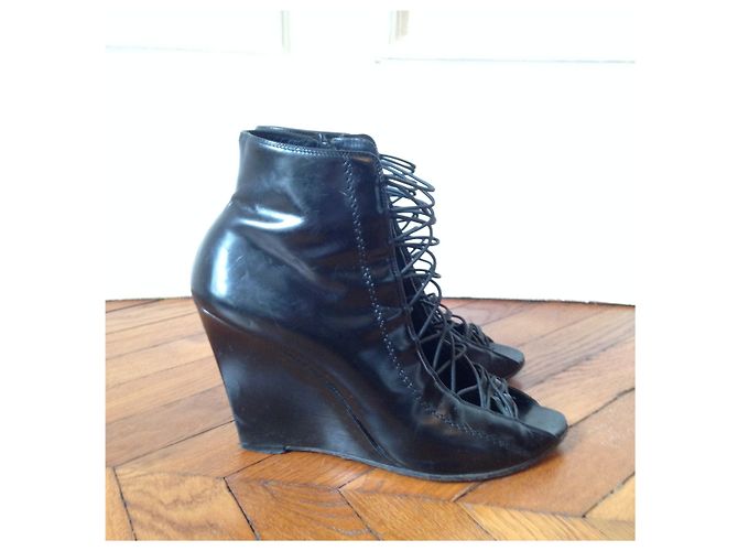 Stivaletti Givenchy in pelle nera con zeppa 39 Nero - vista 3