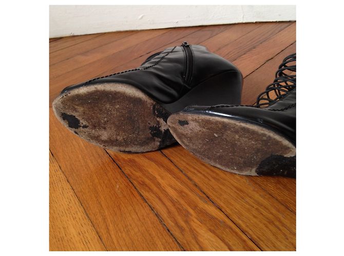 Stivaletti Givenchy in pelle nera con zeppa 39 Nero - vista 5