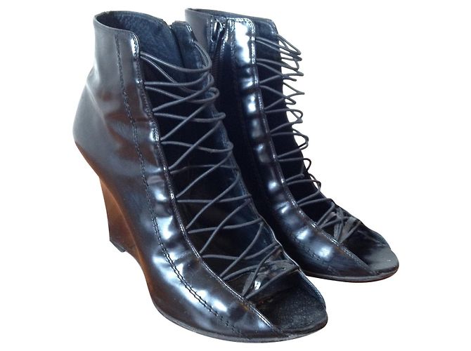 Stivaletti Givenchy in pelle nera con zeppa 39 Nero - vista 8
