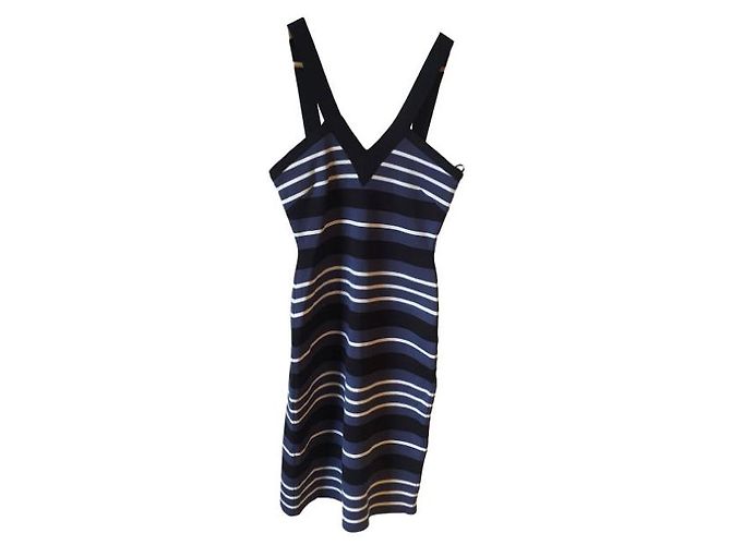 Herve Leger Bandage Kleid Gestreift Blau Weiß Schwarz Größe S - Ansicht 4