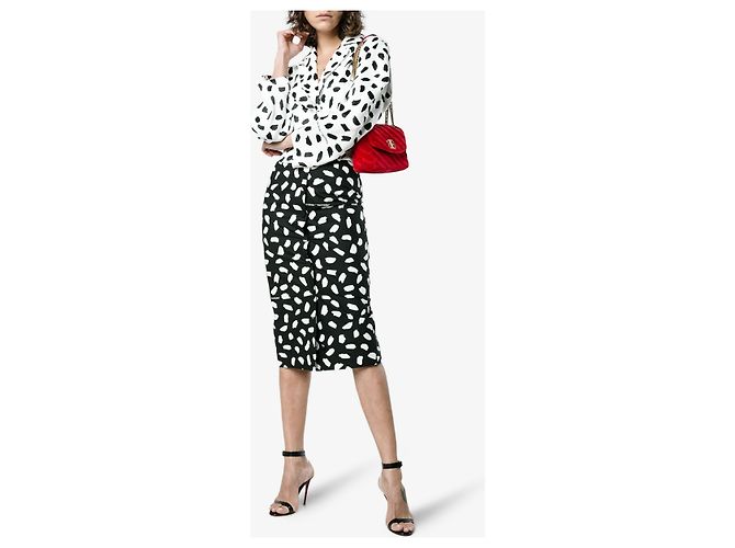 Falda de tubo Off White en algodón negro - vista 11