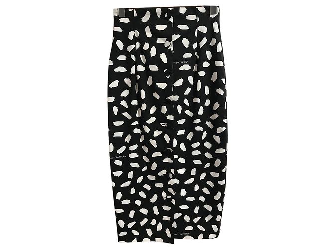 Falda de tubo Off White en algodón negro - vista 12