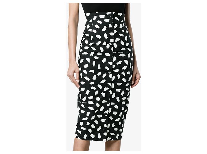 Falda de tubo Off White en algodón negro - vista 2