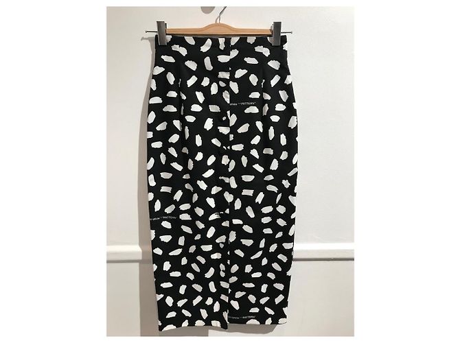 Falda de tubo Off White en algodón negro - vista 3