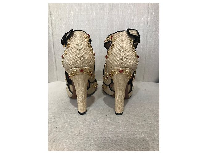 Alaïa Beige Raffia Pumps with Studs and Stones Size 40 - view 5