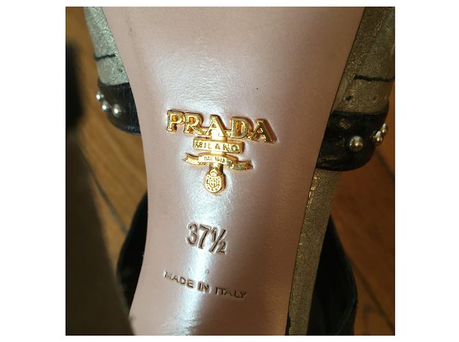 Sandali Prada borchiati T.37,5 Beige - vista 6