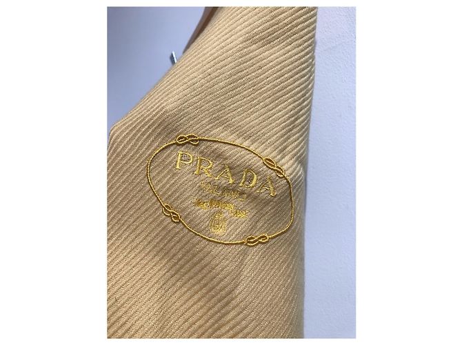 Prada Wollschal gelb mit gesticktem Logo - Ansicht 3