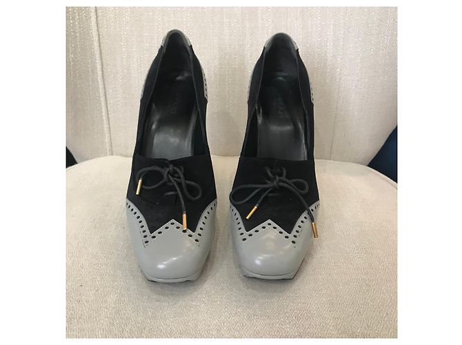 Décolleté Gucci in pelle grigia e scamosciato nero Taglia 39 Grigio - vista 2