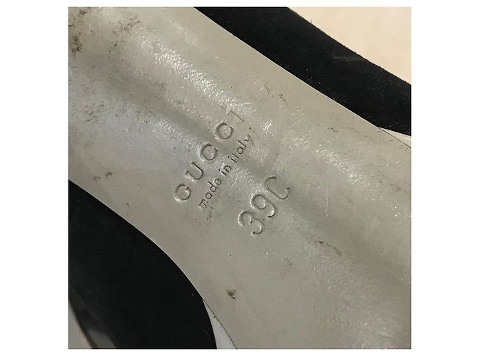 Décolleté Gucci in pelle grigia e scamosciato nero Taglia 39 Grigio - vista 8