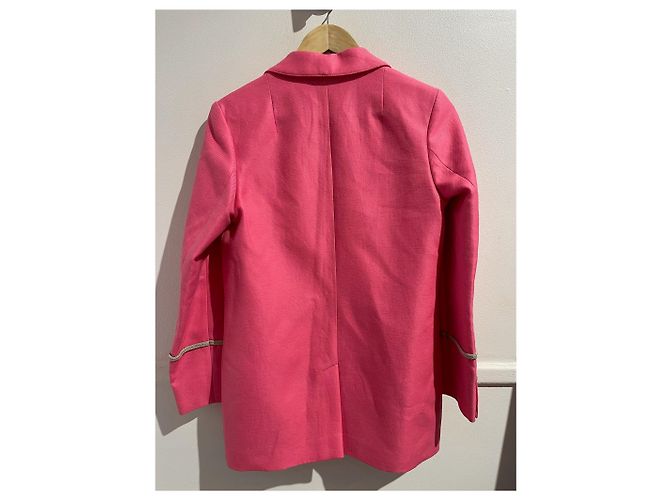 Blazer DMN rosa de algodón y lino - vista 4