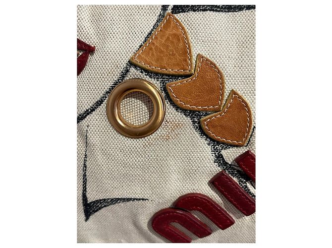 Borsa Miu Miu tela beige - vista 5