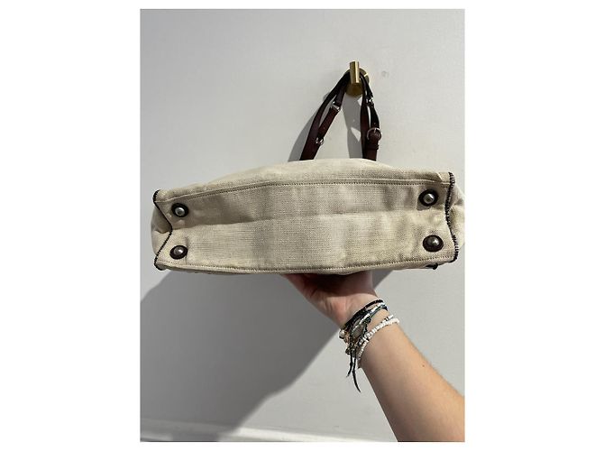 Borsa Miu Miu tela beige - vista 7