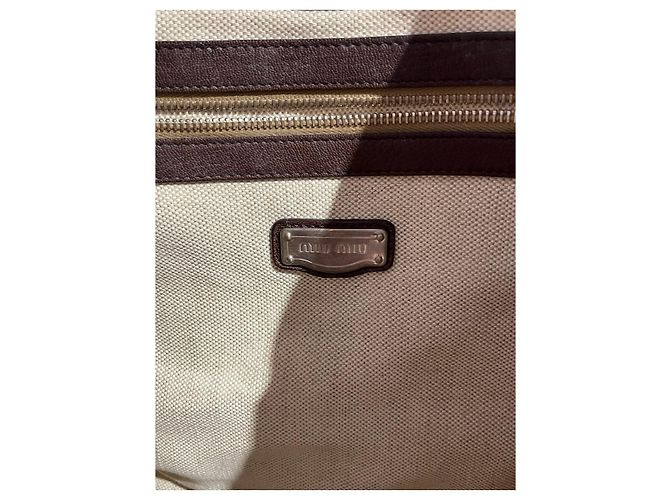 Borsa Miu Miu tela beige - vista 9