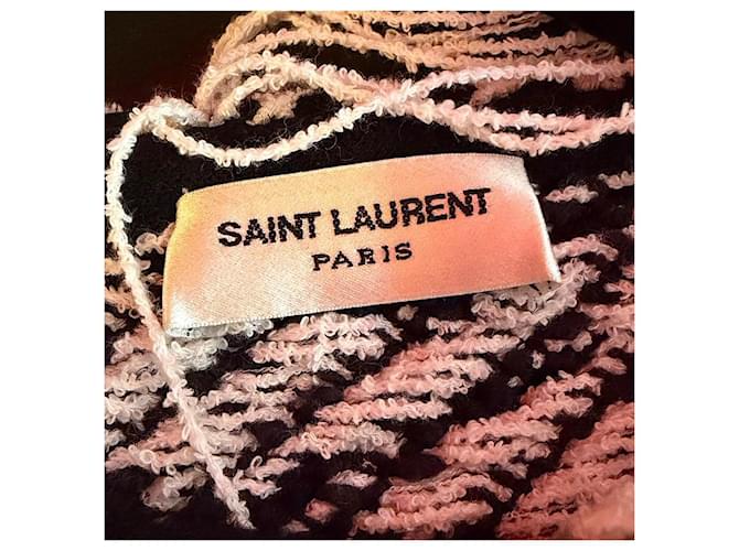 Saint Laurent 17 AW Distress-Pullover mit Fransen Schwarz Weiß - Ansicht 3