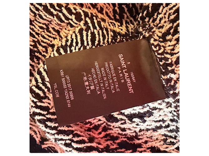 Saint Laurent 17 AW Distress-Pullover mit Fransen Schwarz Weiß - Ansicht 4