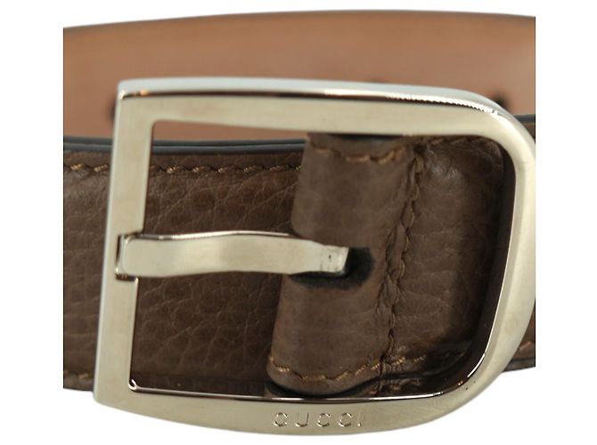 Gucci Brauner Ledergürtel Größe Silver Metal Buckle 95/38 - Ansicht 2