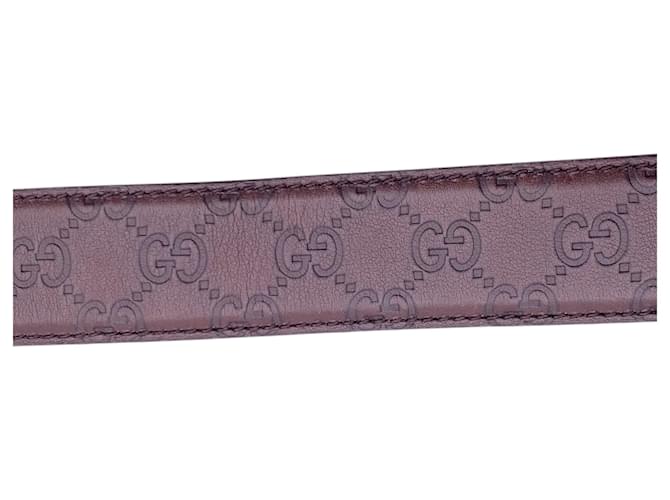 Gucci Brauner ssima Ledergürtel mit silberner Interlocking-Schnalle Größe 95/38 - Ansicht 3