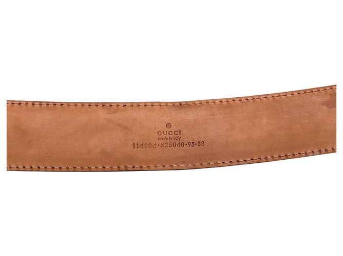 Gucci Brauner ssima Ledergürtel mit silberner Interlocking-Schnalle Größe 95/38 - Ansicht 4