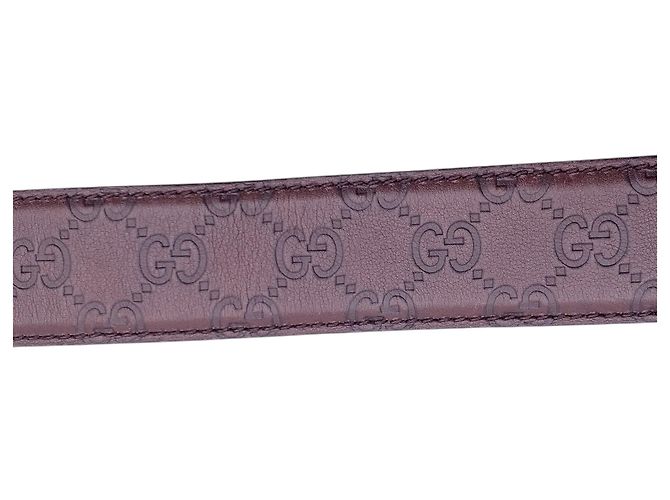 Gucci Brauner ssima Ledergürtel mit silberner Interlocking-Schnalle Größe 90/36 - Ansicht 3