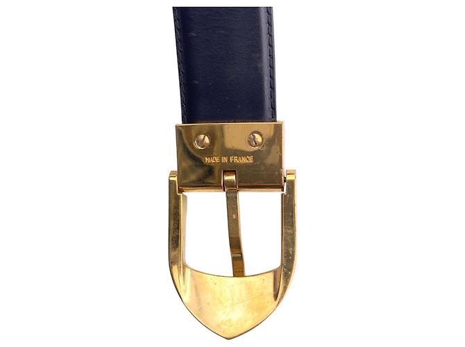 Louis Vuitton Schwarzer Epi Ledergürtel mit goldfarbener Schnalle Größe 110/44 - Ansicht 5