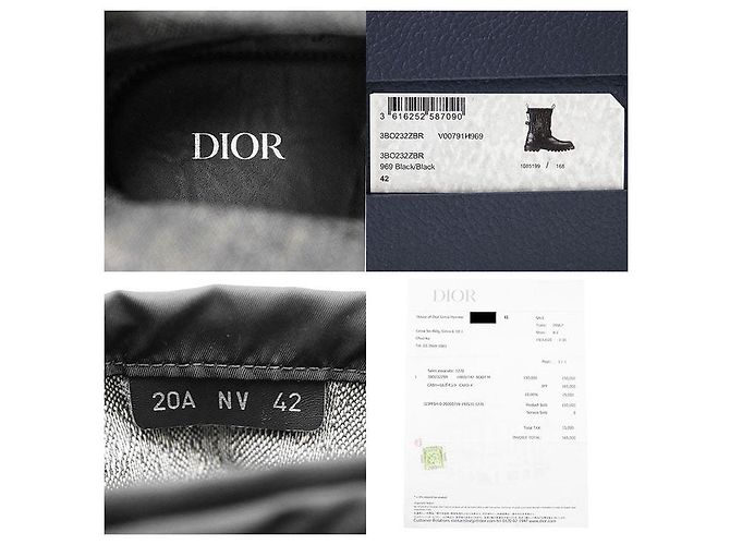 Stivali con platform in pelle Dior Oblique Nero - vista 10