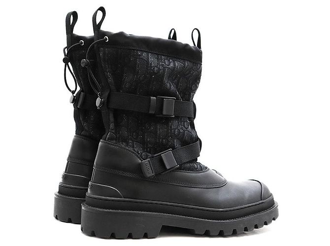Stivali con platform in pelle Dior Oblique Nero - vista 15