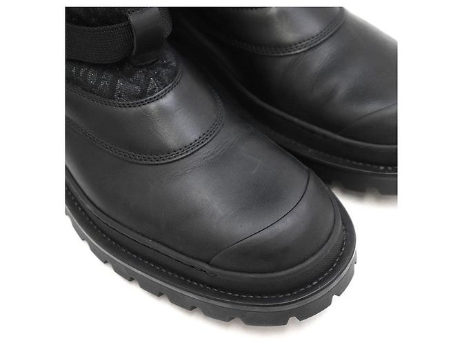 Stivali con platform in pelle Dior Oblique Nero - vista 2