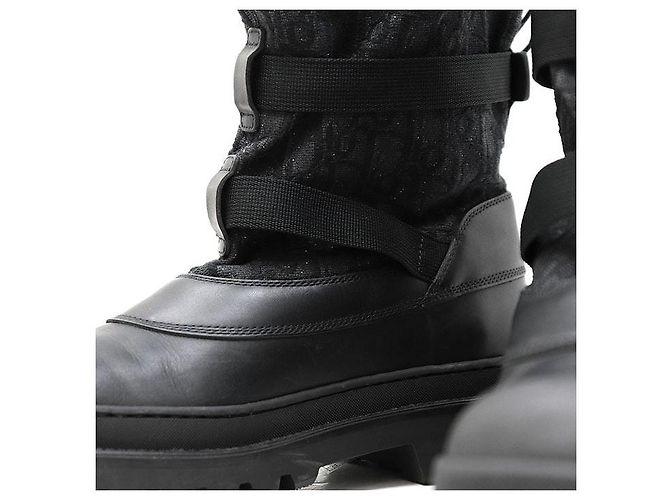 Stivali con platform in pelle Dior Oblique Nero - vista 4