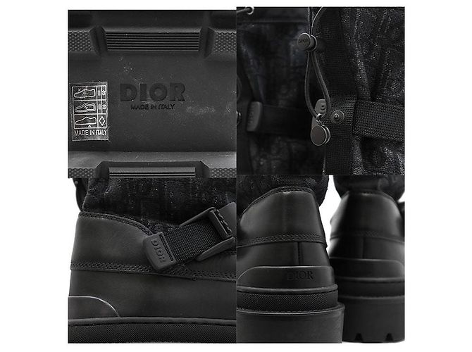 Stivali con platform in pelle Dior Oblique Nero - vista 9