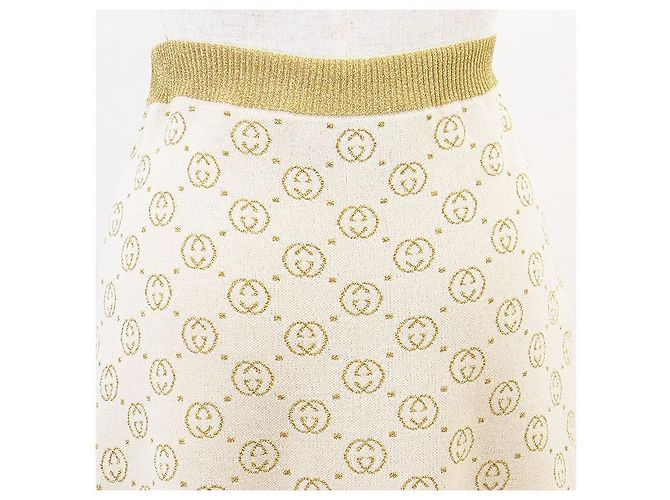 Gucci GG Interlocking Wool Blend Long Skirt Beige Golden - view 11