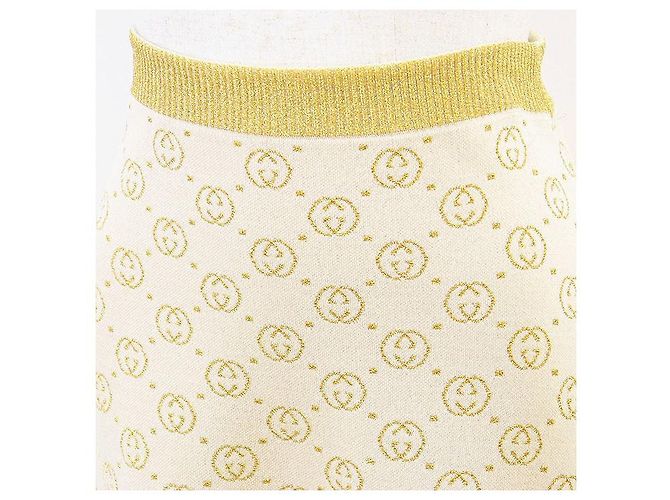 Gucci GG Interlocking Wool Blend Long Skirt Beige Golden - view 3