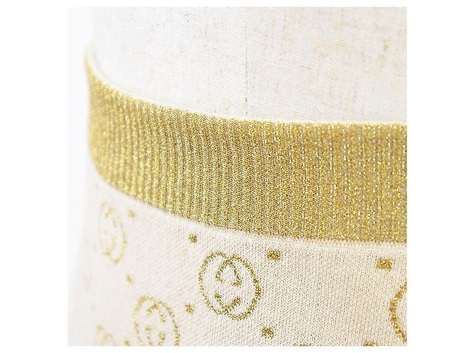 Gucci GG Interlocking Wool Blend Long Skirt Beige Golden - view 4