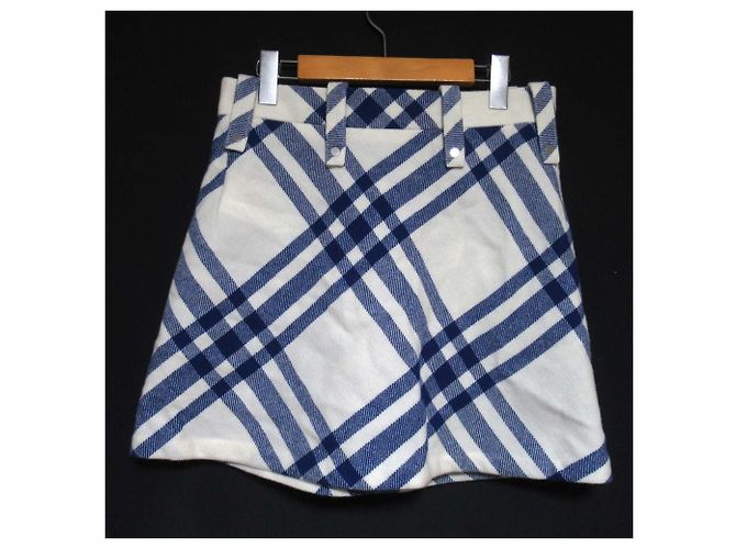 Falda de lana plisada con estampado Check Burberry Blanco - vista 2