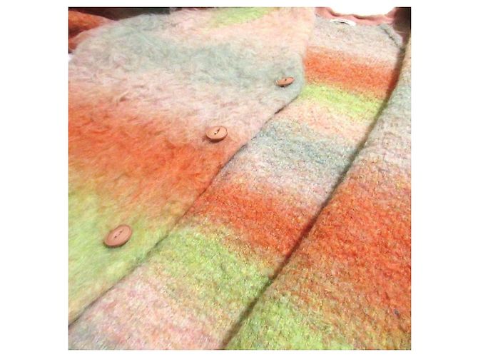 Autre Marque Freada Shaggy Strickjacke Pink Blau Grün Orange - Ansicht 8