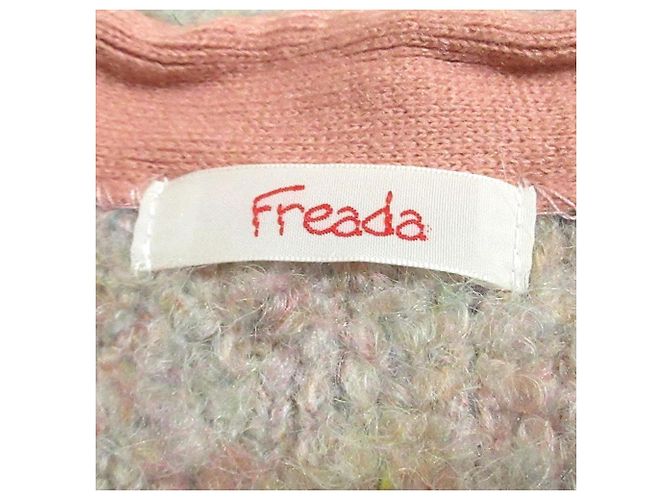 Autre Marque Freada Shaggy Strickjacke Pink Blau Grün Orange - Ansicht 9