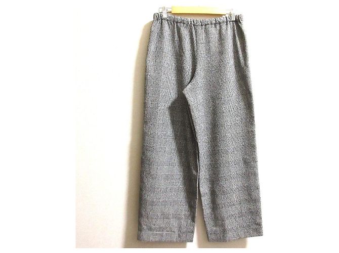 Autre Marque Munich Wool Ring Check Dobby Easy Pants Schwarz Weiß - Ansicht 3