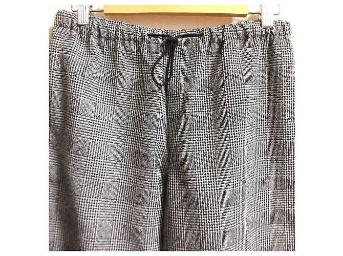 Autre Marque Munich Wool Ring Check Dobby Easy Pants Schwarz Weiß - Ansicht 4