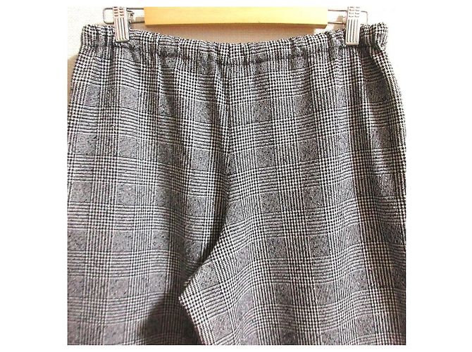 Autre Marque Munich Wool Ring Check Dobby Easy Pants Schwarz Weiß - Ansicht 5