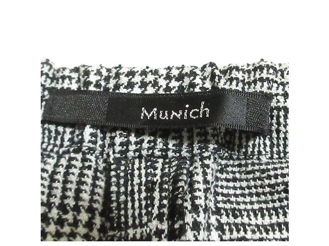Autre Marque Munich Wool Ring Check Dobby Easy Pants Schwarz Weiß - Ansicht 7