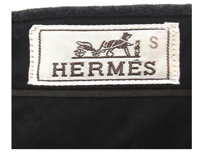 Hermès Pantaloni in misto lana e cashmere Hermes Marrone Grigio antracite - vista 6
