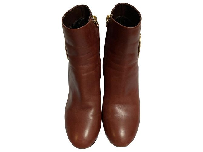 Botas curtas de couro com motivo circular Roger Vivier Marrom Bordeaux - vista 2