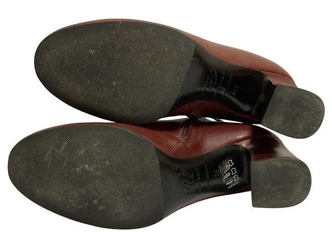 Botas curtas de couro com motivo circular Roger Vivier Marrom Bordeaux - vista 4