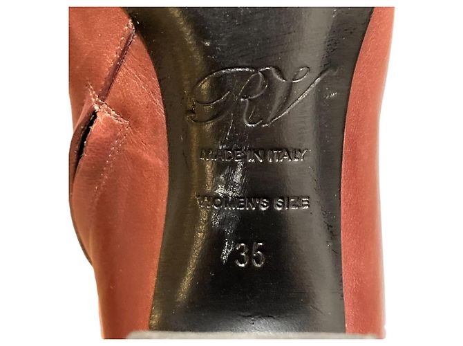 Botas curtas de couro com motivo circular Roger Vivier Marrom Bordeaux - vista 5