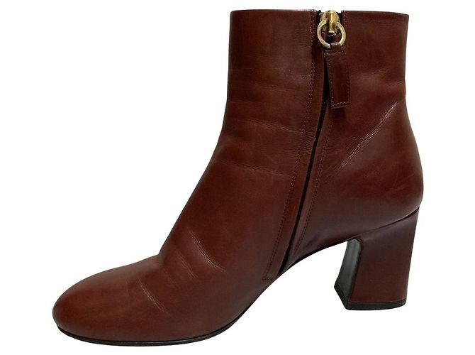 Botas curtas de couro com motivo circular Roger Vivier Marrom Bordeaux - vista 6