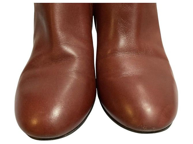 Botas curtas de couro com motivo circular Roger Vivier Marrom Bordeaux - vista 7