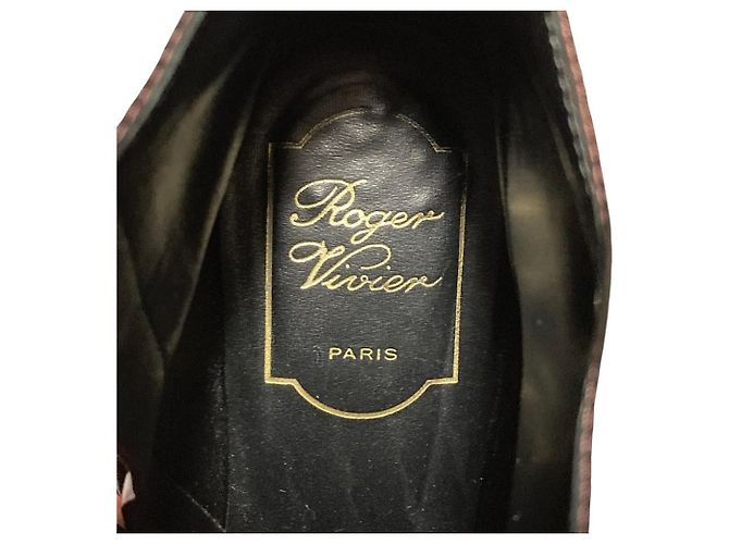 Botas curtas de couro com motivo circular Roger Vivier Marrom Bordeaux - vista 9